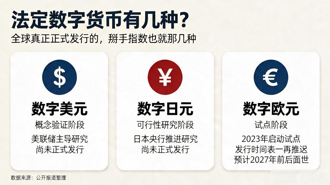 法定数字货币有几种？目前全球真正正式发行的，掰手指数也就那几种